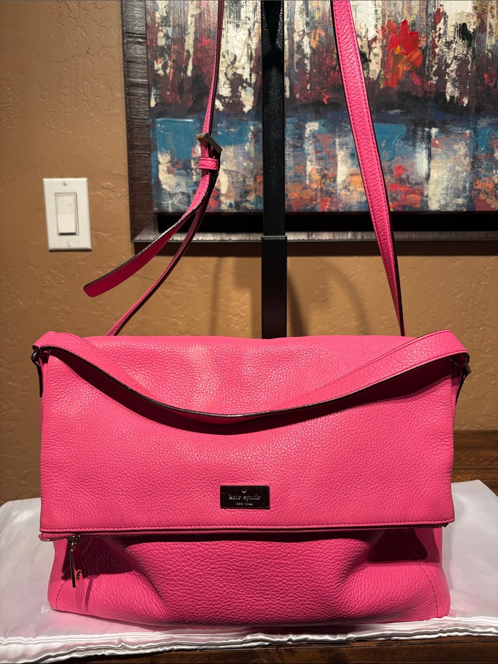 Kate Spade Cobble Hill Pink Pebbled Leather Fold-Over Crossbody Bag
